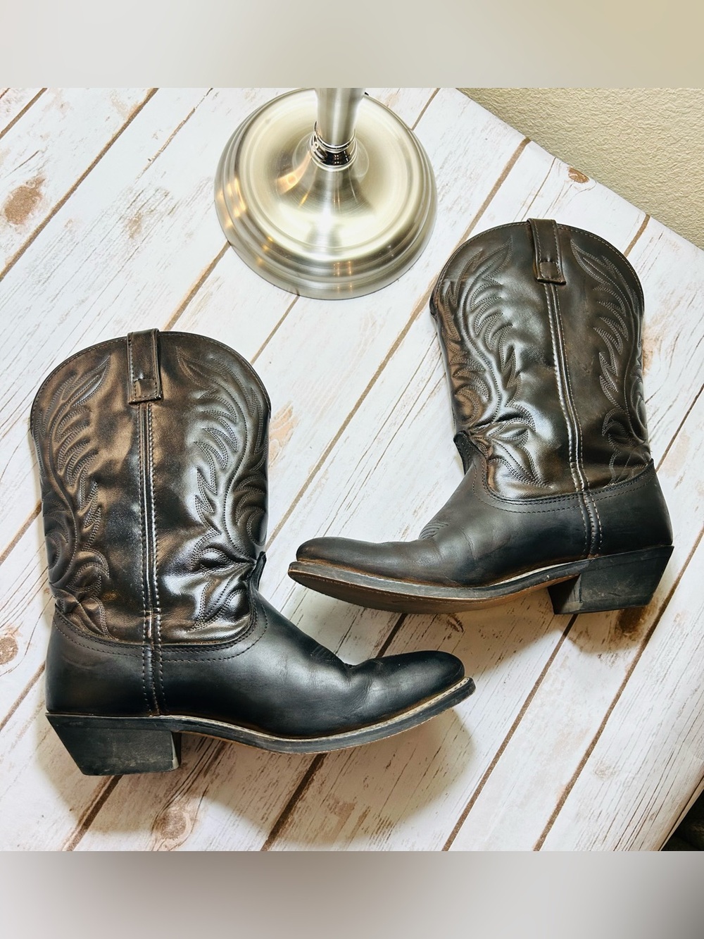 Laredo Women's Cowgirl Western Boots Lea Vamp Fox Black/Brown 5742 Size 9.5